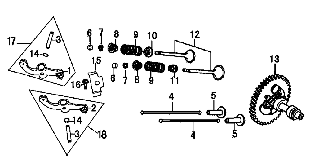 Rocker And Camshaft Diagram and Parts List for RS7000 (8991302A - 9197130A)(2014) Generac Generator