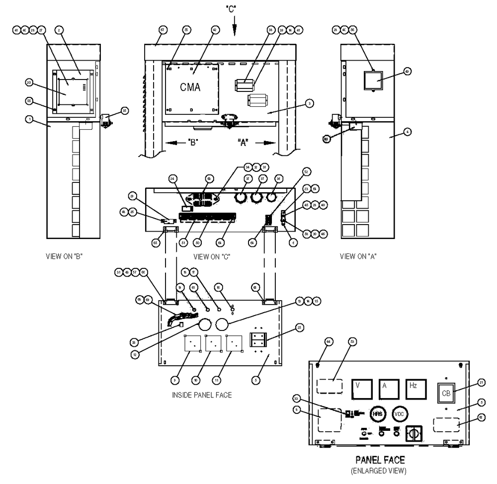 Control Panel Diagram and Parts List for 0044741 (3580728 - 3694588)(2014) Generac Generator