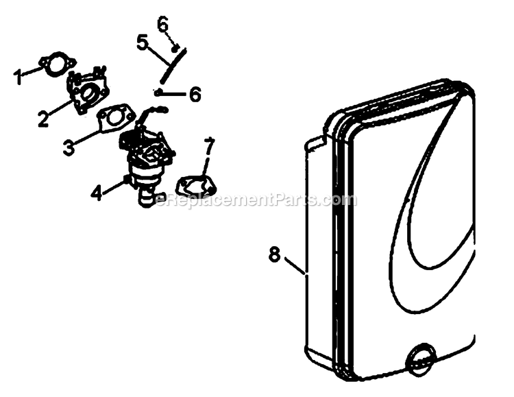 Carburetor And Air Cleaner Diagram and Parts List for 0060392 (7613625A - 8455517A)(2013) Generac Generator
