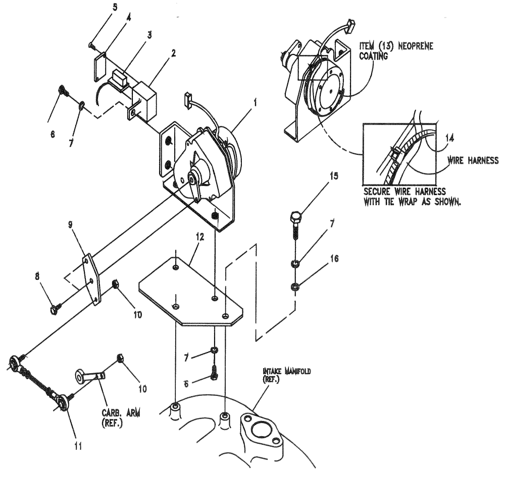 Governor Assembly Diagram and Parts List for 0042840 (3197454)(2014) Generac Generator