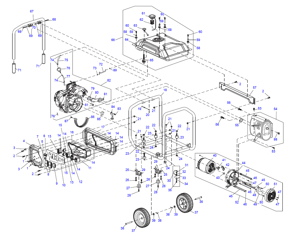 Fig-0 Diagram and Parts List for G0076903 GP6500 Generac Generator
