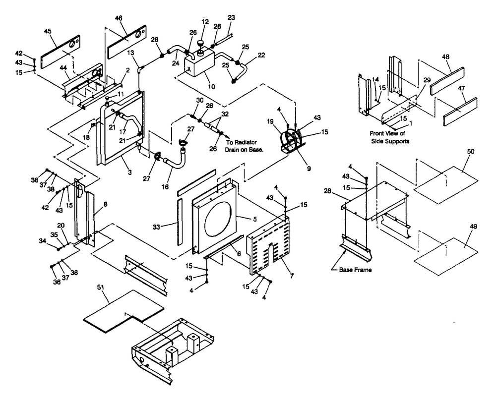 Radiator Assembly Diagram and Parts List for 4061-0  Generac Generator