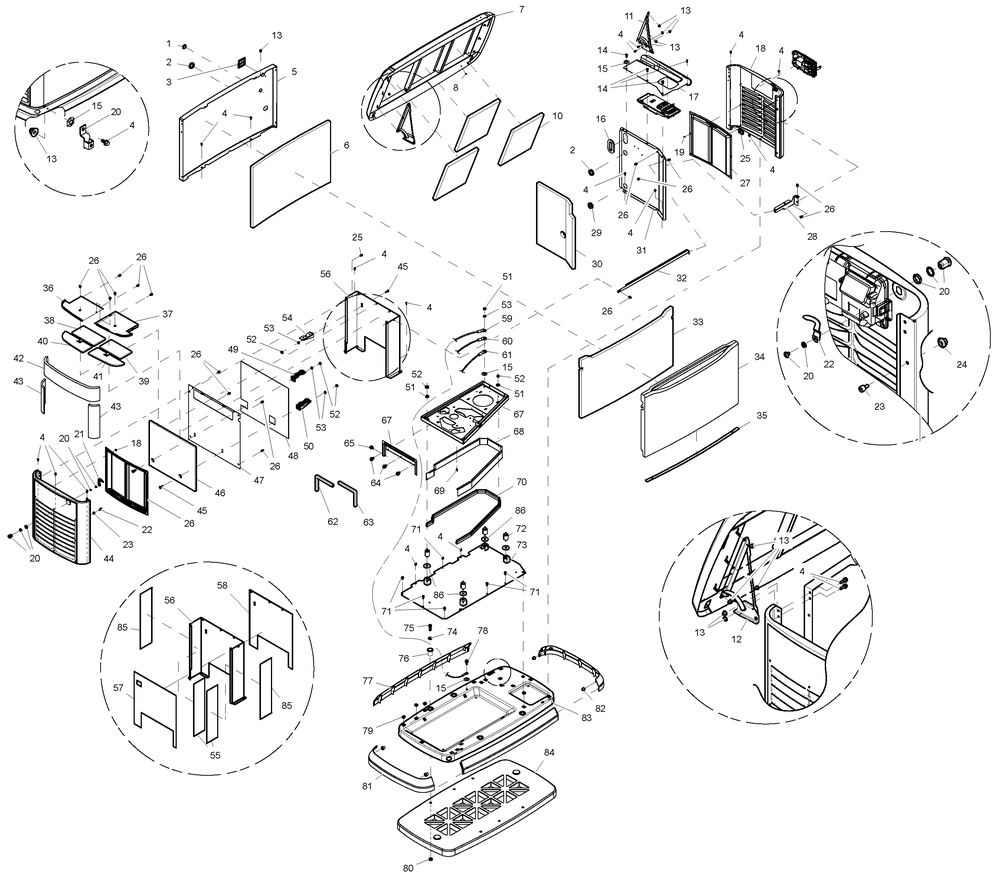 Enclosure Diagram and Parts List for 0058181 (6706903 - 6810902)(2012) Generac Generator