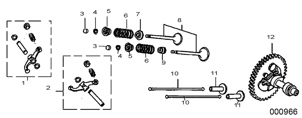 Rocker Arm-Camshaft Assembly Diagram and Parts List for 0069310 (9999124 - 10041326)(2015) Generac Generator