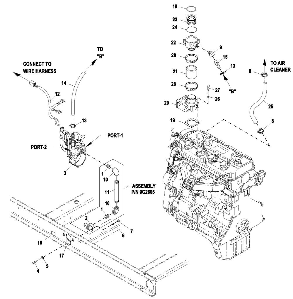 Fuel System 2.4l 45kw Emsn Diagram and Parts List for QT04524ANSY (5649706 - 5876247)(2010) Generac Generator