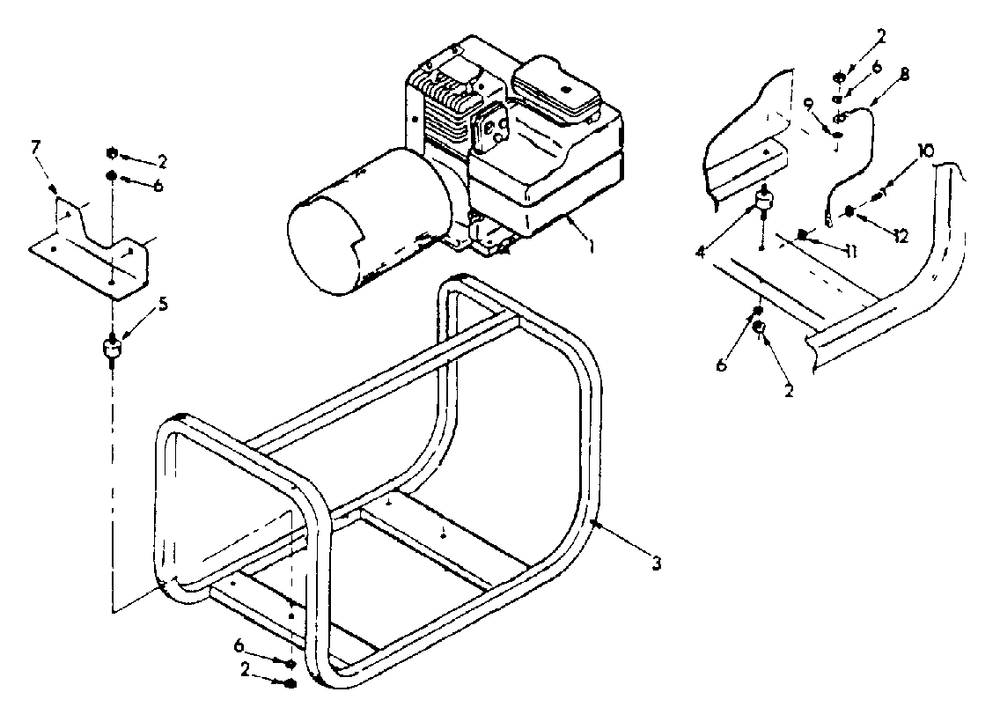 Cradle Assembly (10/95) Diagram and Parts List for HD3000 (9092-1)(9092-1) Generac Generator