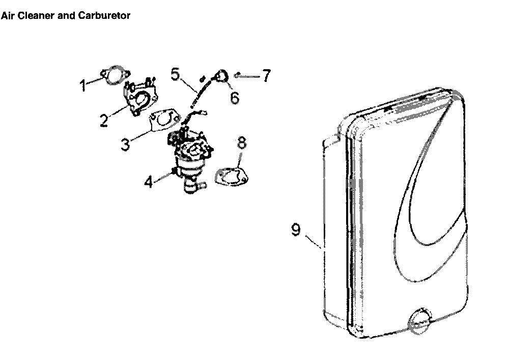 Air cleaner & carburetor Diagram and Parts List for 006673-0  Generac Generator