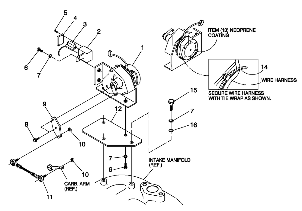 Governor Assembly Diagram and Parts List for 0044741 (3580728 - 3694588)(2014) Generac Generator
