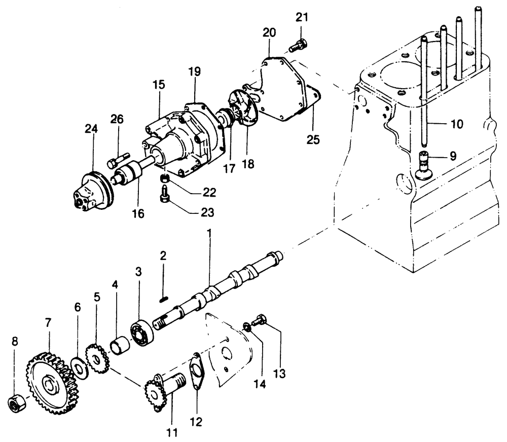Crankshaft And Water Pump Diagram and Parts List for 1010-A  Generac Welder