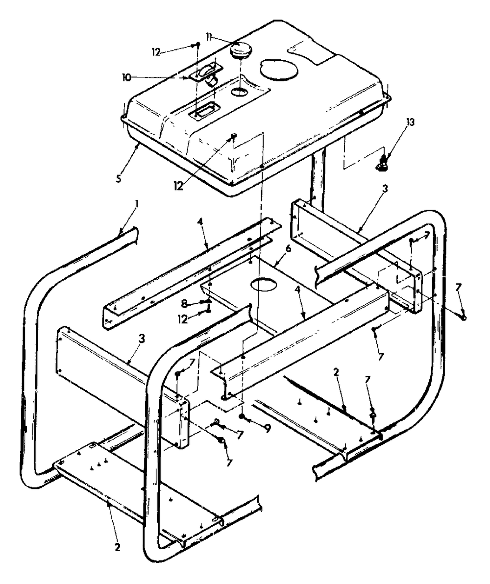 Cradle Assembly No. 77390 Diagram and Parts List for L2400 (9158-0)(9158-0) Generac Generator