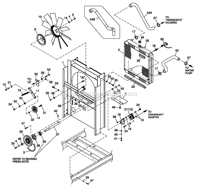 C2 Cooling Sytem And Fan Drive (1) Diagram and Parts List for ST06024GVSN (5265808)(2009) Generac Generator