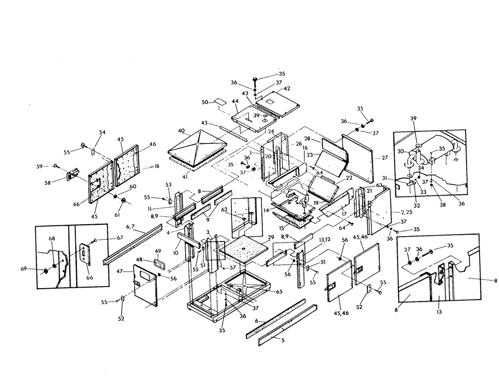 Engine Common Parts Diagram and Parts List for 9135-3  Generac Generator