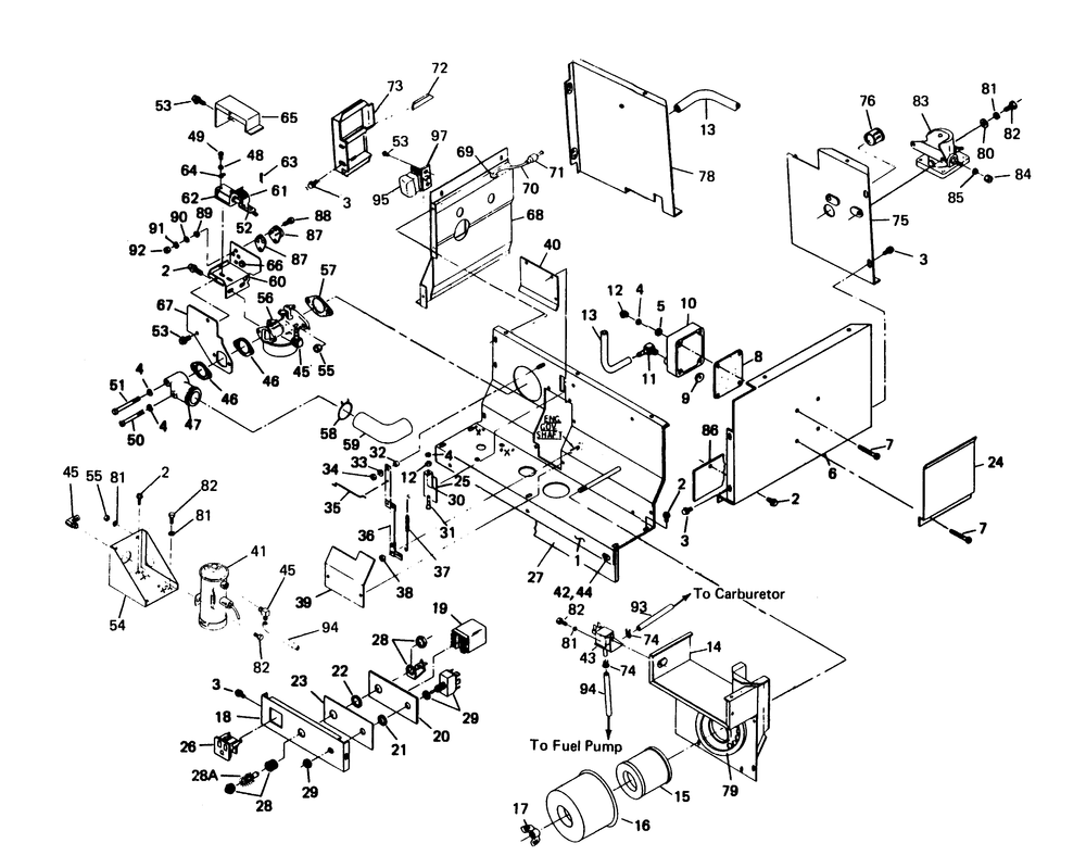 Engine Shrouding Diagram and Parts List for 6206-5  Generac Generator