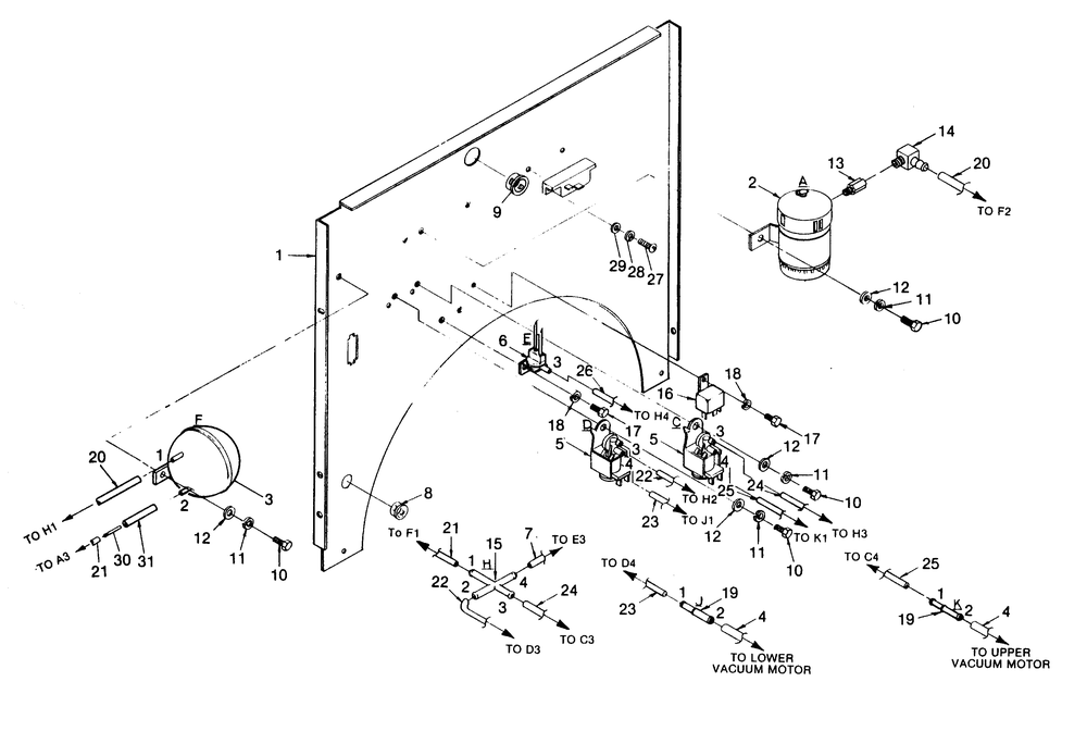 Divider Panel Diagram and Parts List for 1015-A  Generac Welder