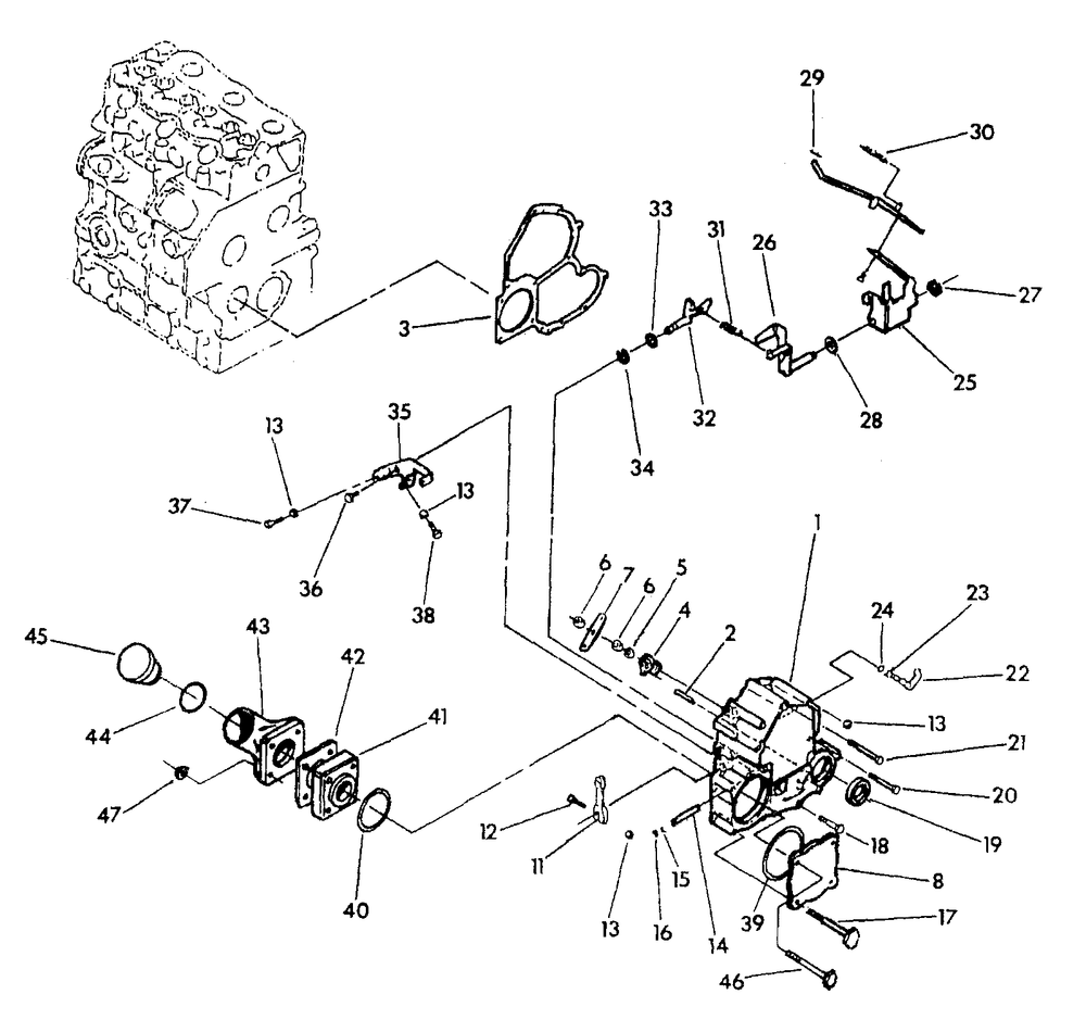 Timing Gear Housing And Governor Diagram and Parts List for 9344-2  Generac Generator