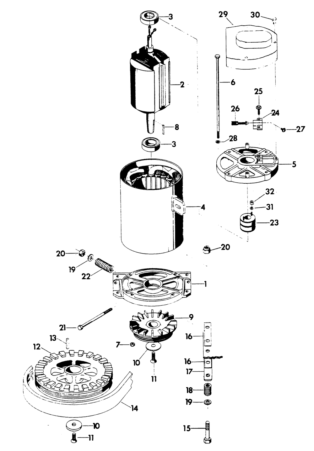 Alternator Diagram and Parts List for 6206-0  Generac Generator