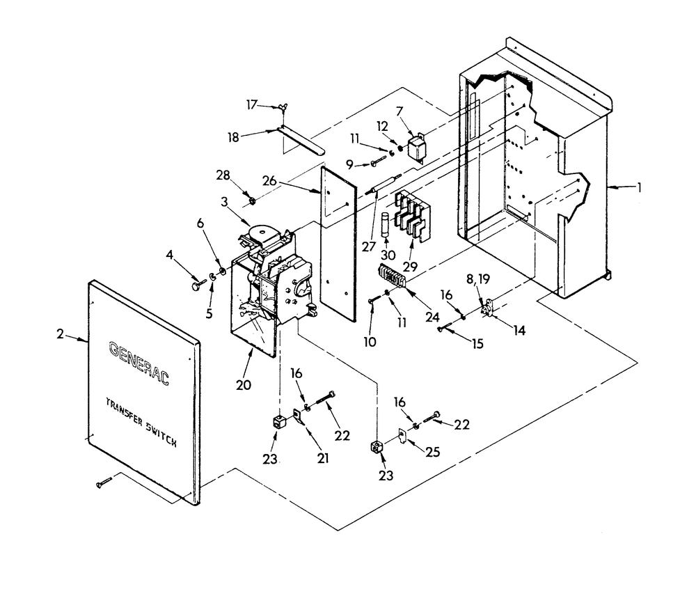 Transfer Switch Diagram and Parts List for 9428-1  Generac Generator
