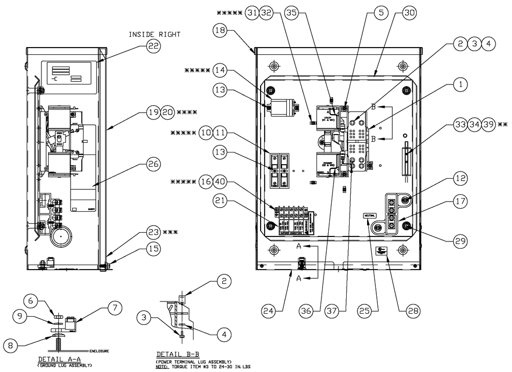 Ev Rts 100a/120/240 3r Enc Diagram and Parts List for 0053263 (5006763 - 5006773)(2008) Generac Generator