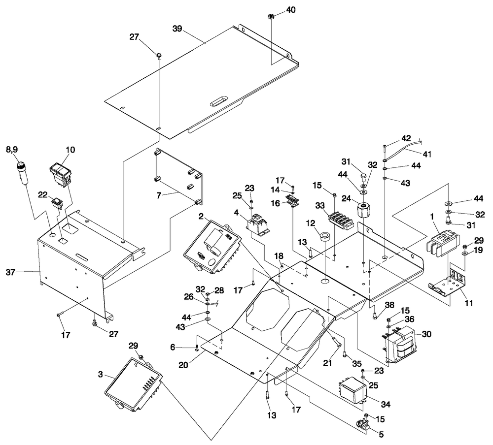 Control Panel 1 Diagram and Parts List for 0053300 (4718218 - 4869708)(2007) Generac Generator