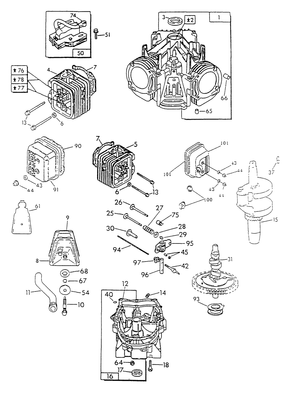 Gn-480 Engine (Part 1) Diagram and Parts List for 9600-3  Generac Generator