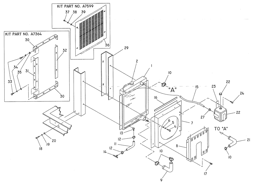 Radiator Diagram and Parts List for 0043730 (326497 - 3536030)(2014) Generac Generator