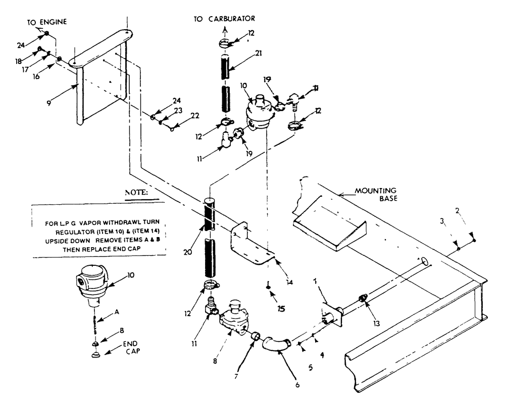 Natural Gas Regulator Or Lp Gas Vapor Withdrawal System Diagram and Parts List for 9303-4  Generac Generator
