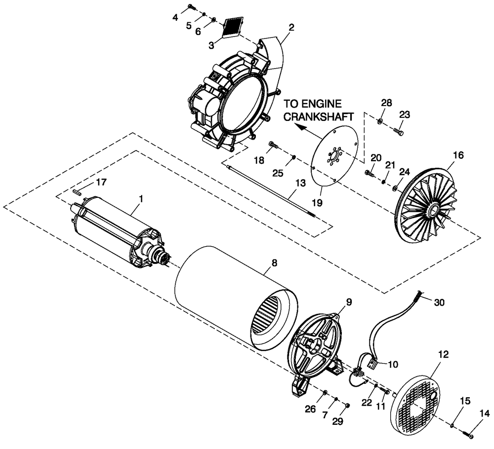 Alternator Common Parts Diagram and Parts List for QT02724ANAN (5041854 - 5046648)(2008) Generac Generator