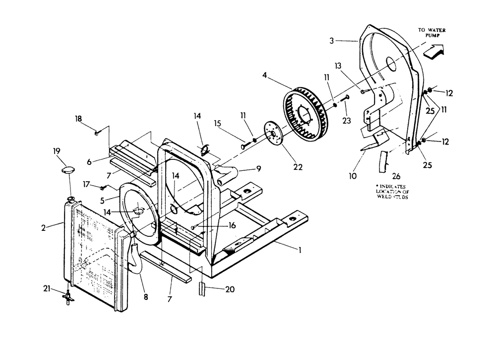 Radiator And Mounting Base Diagram and Parts List for 9344-0  Generac Generator