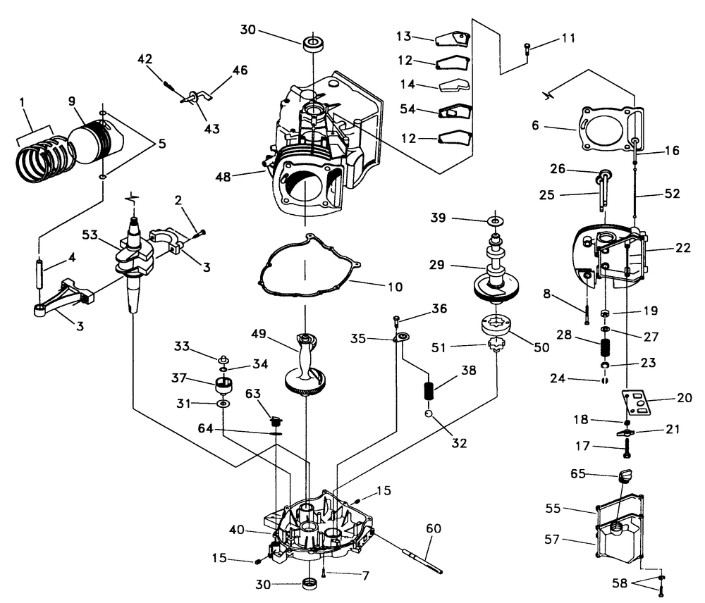 Gn-Engine (Long Block) Diagram and Parts List for 0587-3  Generac Generator