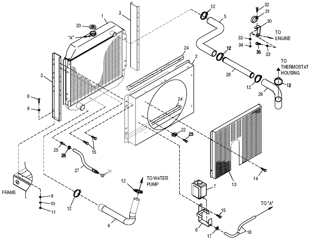 Radiator Diagram and Parts List for 0049175 (4163305 - 4269489)(2007) Generac Generator