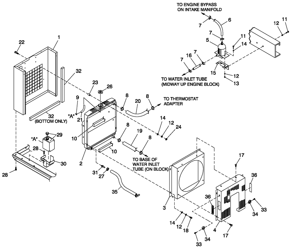 Ev Radiator 1.5l 10-25kw Diagram and Parts List for 0049132 (3797302 - 3797704)(2003) Generac Generator