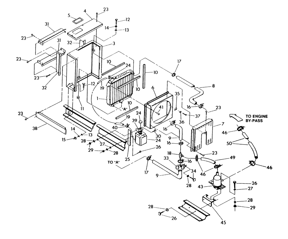 Radiator Diagram and Parts List for 0445-0  Generac Generator