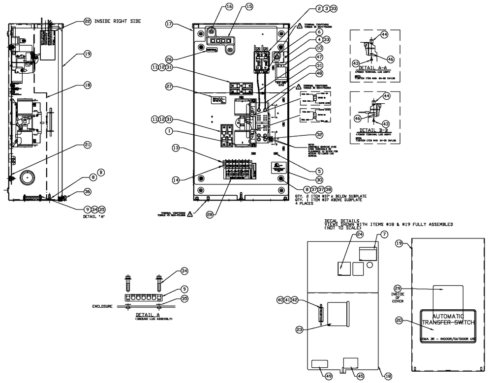 Ev Xfrsw 2p 100a Sd N3r Diagram and Parts List for 0052150 (4005V04485)(2005) Generac Generator