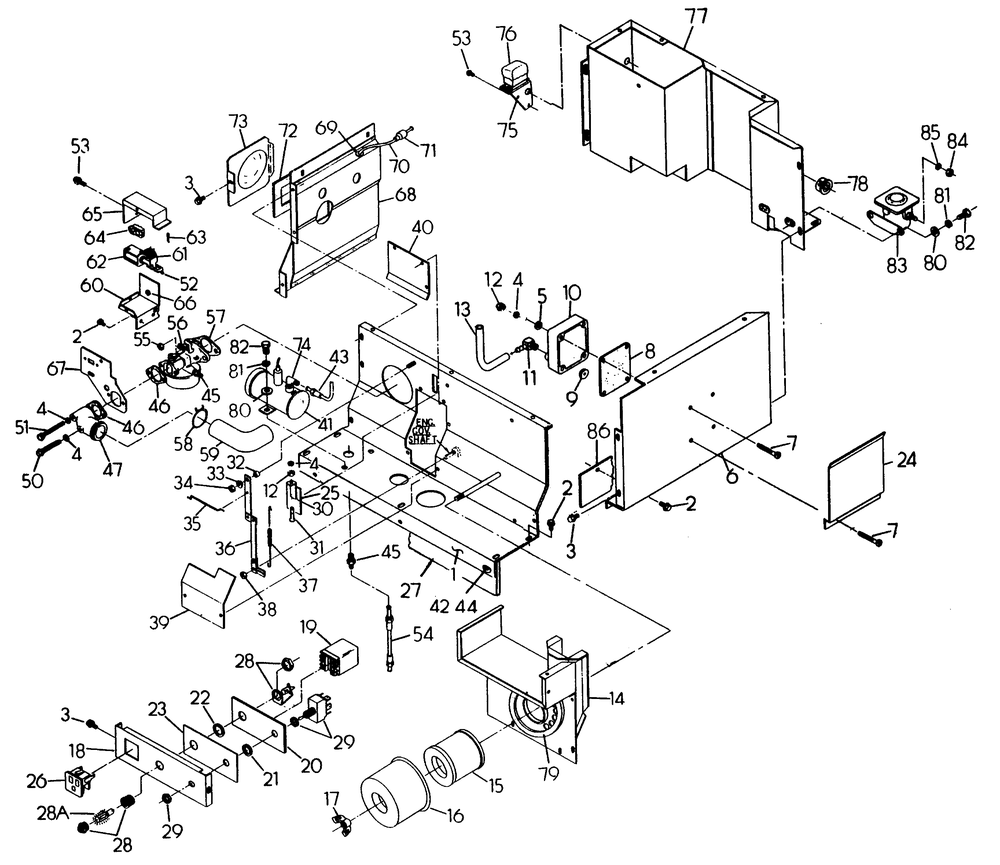 Engine Shrouding Diagram and Parts List for 6208-1  Generac Generator