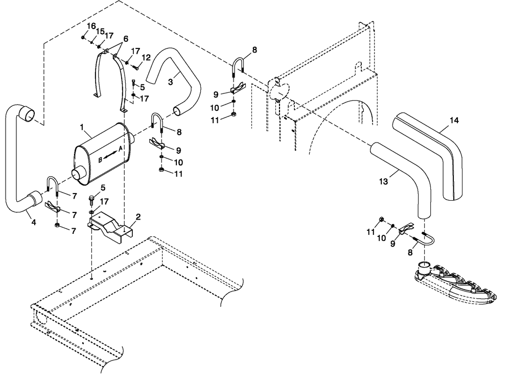 Exhaust System 1.6l Diagram and Parts List for 0053990 (4797358 - 4804754)(2007) Generac Generator