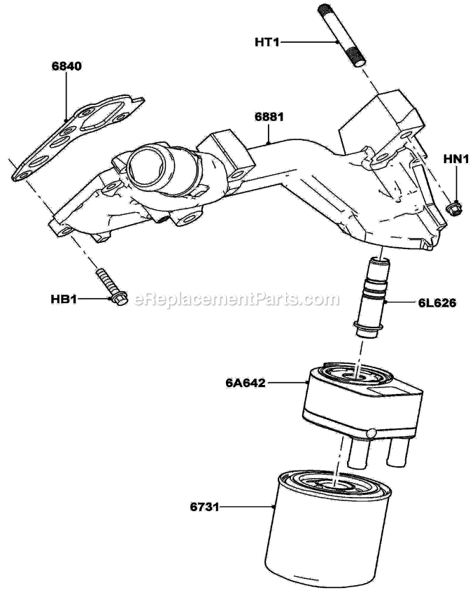 Gas Engine Oil Filter Diagram and Parts List for LT05554GVSNA (GXB00827 - )(2010) Generac Generator