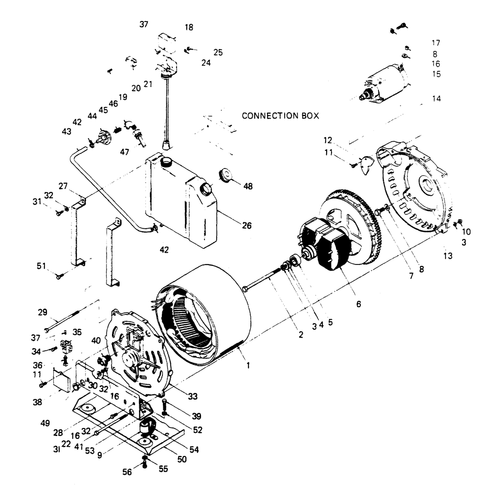 Alternator And Oil Tank Diagram and Parts List for 6614-0  Generac Generator