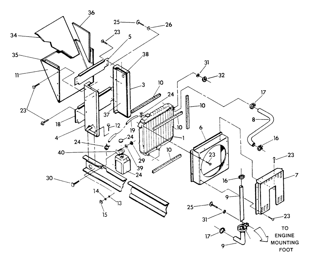 Radiator Diagram and Parts List for 9154-2  Generac Generator