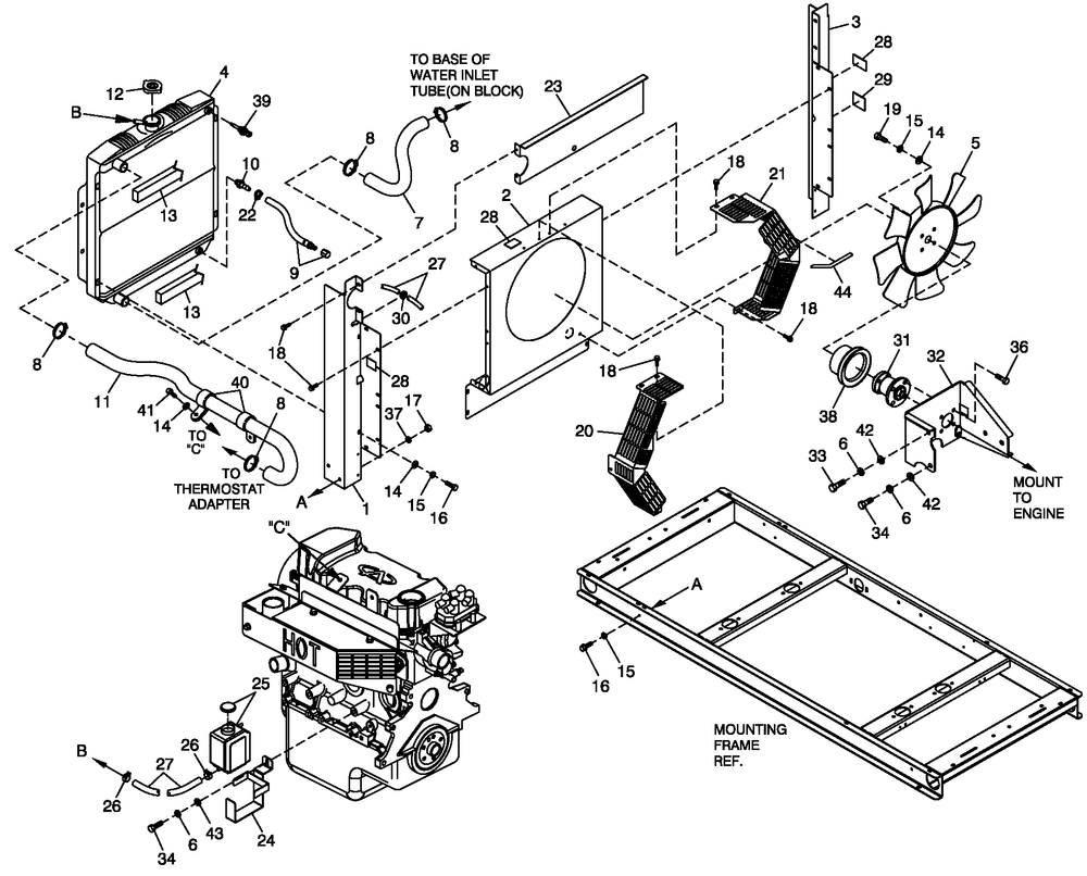 Cooling System 1.6l C1 Diagram and Parts List for ST02016ANAN (4661517 - 4690840)(2007) Generac Generator