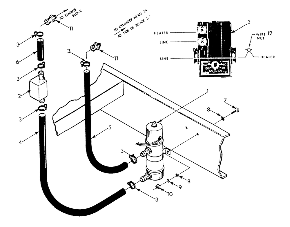Engine Coolant Heater Diagram and Parts List for 9303-3  Generac Generator