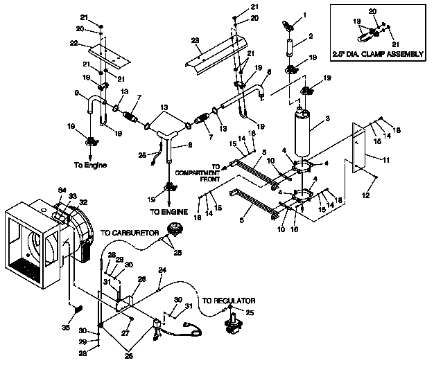 Exhaust Muffler Diagram and Parts List for 0046261 (3622315)(2002) Generac Generator