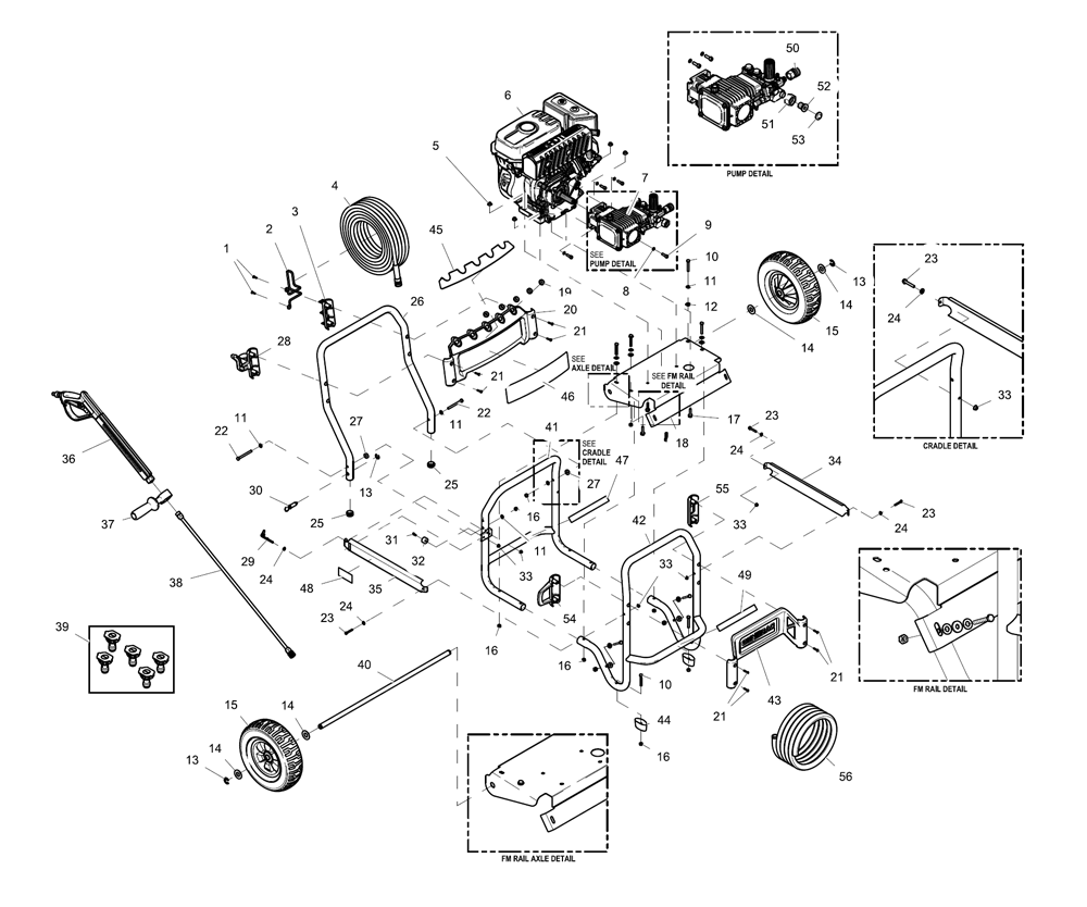 Fig-0 Diagram and Parts List for G0059930  Generac Pressure Washer