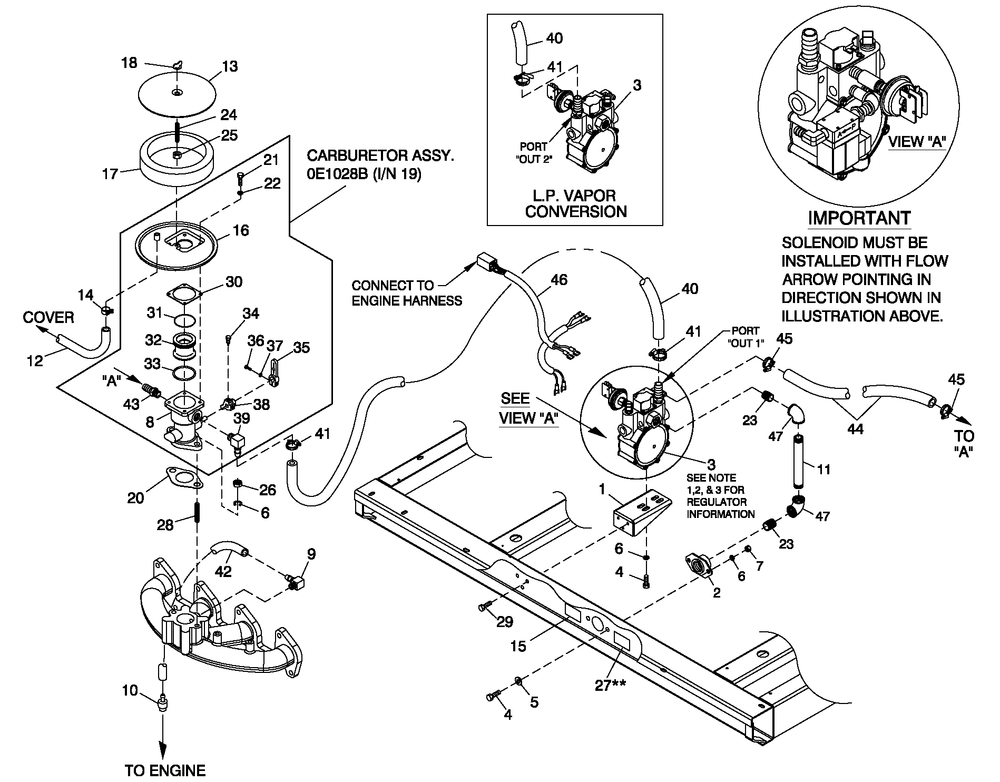 Natural Gas Fuel Or Lpv Diagram and Parts List for 0052141 (4398943 - 4434963)(2006) Generac Generator