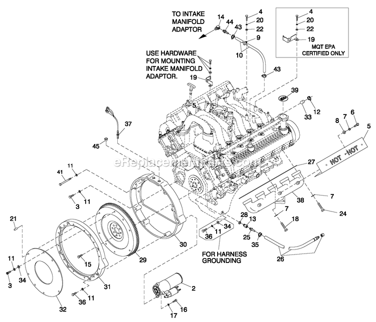 Engine Common Parts R/H Side 6.8l G/B Cpl Diagram and Parts List for CT13068GNSN (2808V28689)(2008) Generac Generator