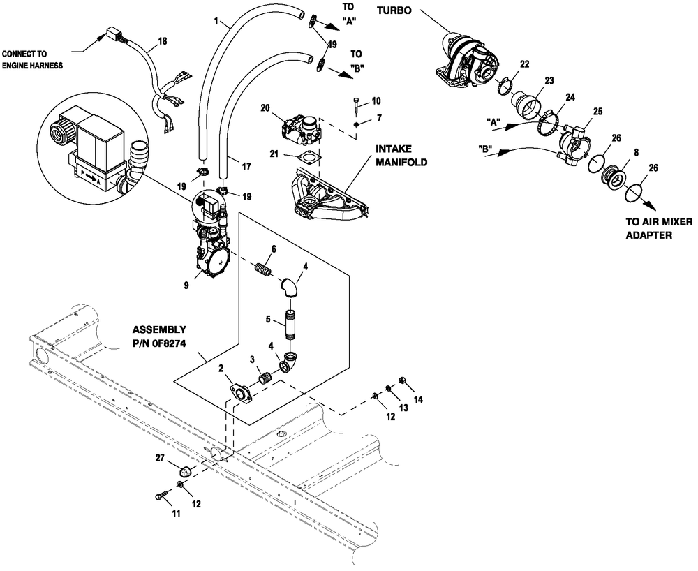 Ev Fuel System Lp 2.4l 60kw Diagram and Parts List for ET06024AVSX (7065982 - 9239135)(2014) Generac Generator