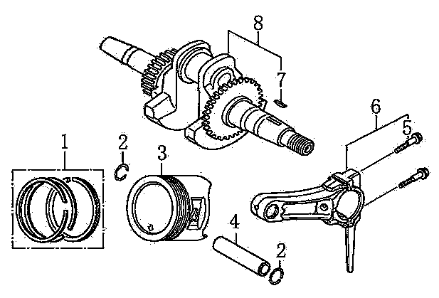 Crankshaft Piston And Connecting Rod Diagram and Parts List for 0060001 (8276464A - 9292217A)(2014) Generac Generator