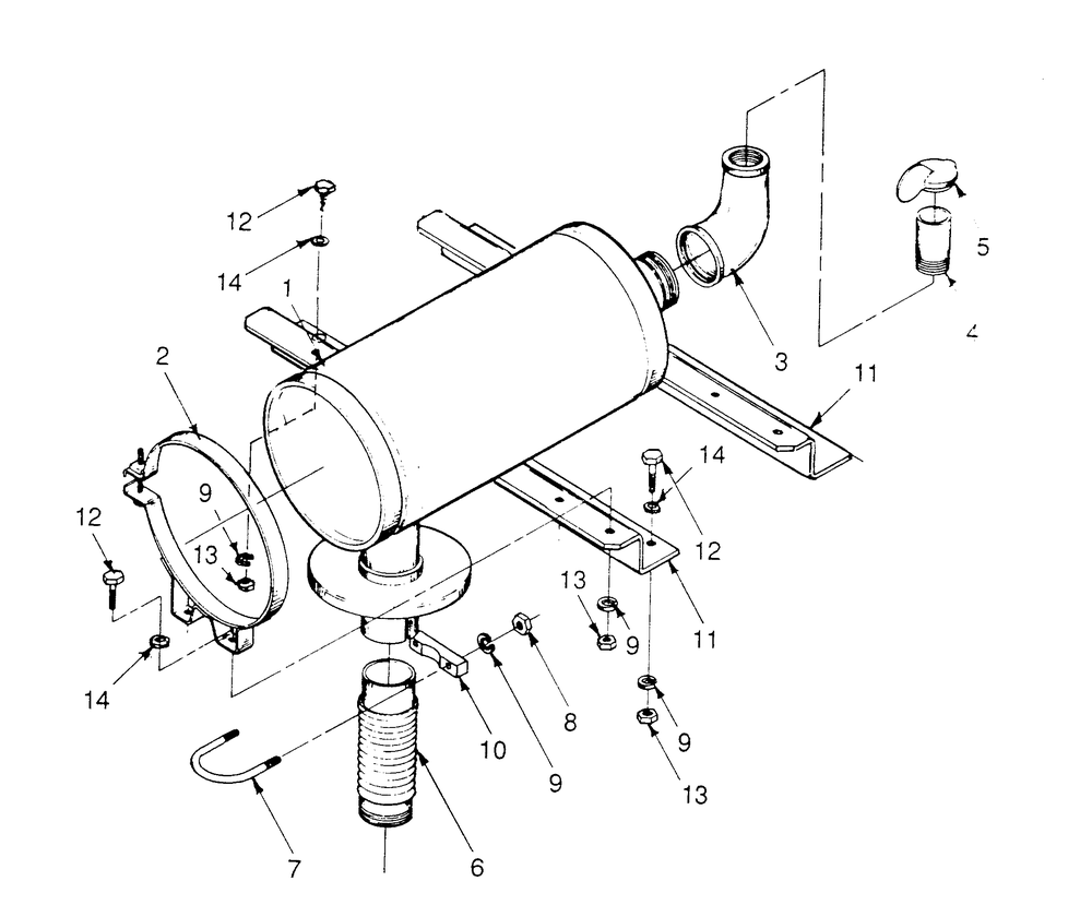 Exhaust Muffler Diagram and Parts List for 9154-2  Generac Generator