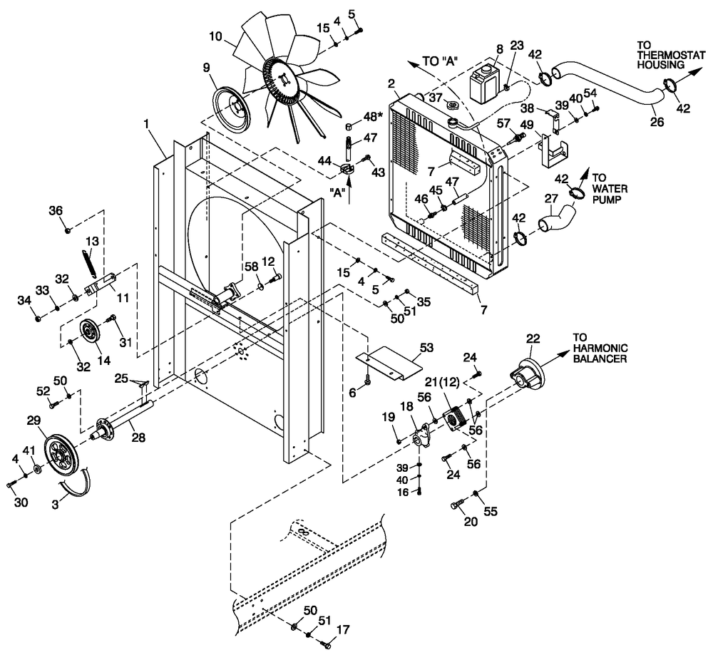 Ev Cool Sys&fan Drive 4.6l Rwd Diagram and Parts List for QT08046GNAN (5181125 - 5364473)(2009) Generac Generator