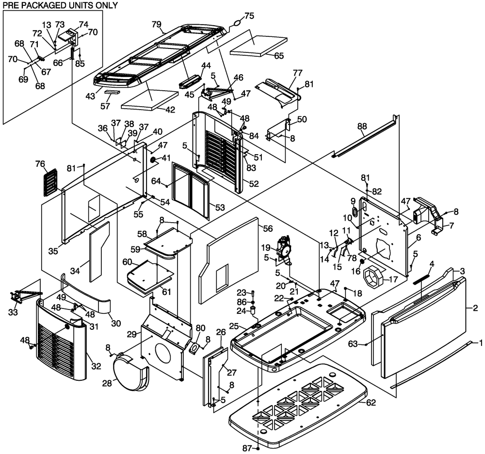 Enclosure Diagram and Parts List for 0058320 (5820157 - 5820180)(2010) Generac Generator