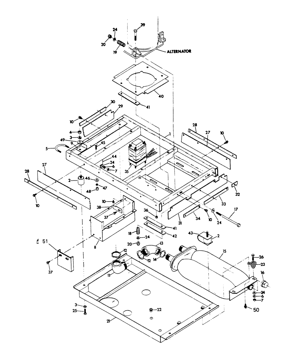 Mounting Base Diagram and Parts List for 6245-4  Generac Generator